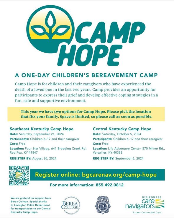 BLUEGRASS CARE NAVIGATORS CAMP HOPE FOR CHILDREN AGES 6-17 IN KENTUCKY - FALL 2024
